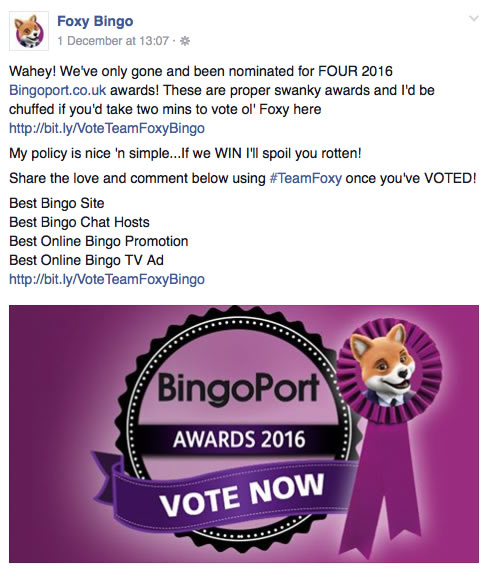 Foxy Bingo Vote Request