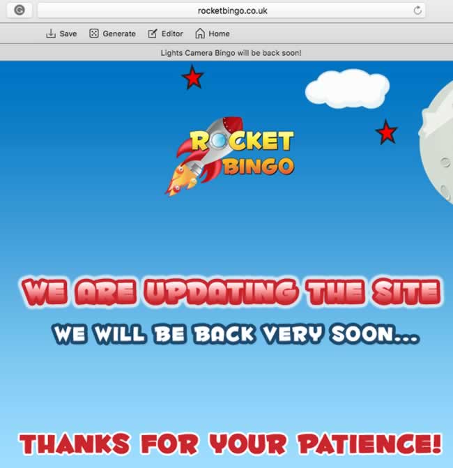 Rocket Bingo - Lights Camera Bingo
