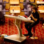 Bingo caller at work