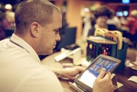Player with electronic bingo terminals