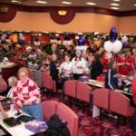 A busy club celebrates Christmas.