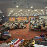 Two Oh, twenty - the callers view at the Mansfield Club 3000 Bingo.