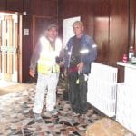 Two of the workers doing the building work in the hall that day. Alas, I didn't get either name, but the man on the left was the one responsible for the superb artwork you see in the auditorium. The man on the right was the man who got in touch with frank that day to let him know I was here.