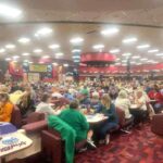 Interior view of the club and players.