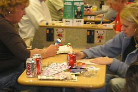 Playing bingo the modern way.