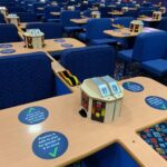 Covid spacing on the tables at the Hengrove Buzz Bingo in 2020