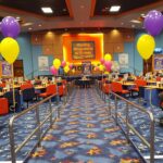 The view from the top of the main aisle towards the stage at the Park Road Buzz Bingo in Castelford.