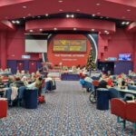 A view of the seating and stage at the Wallsend Buzz Bingo.